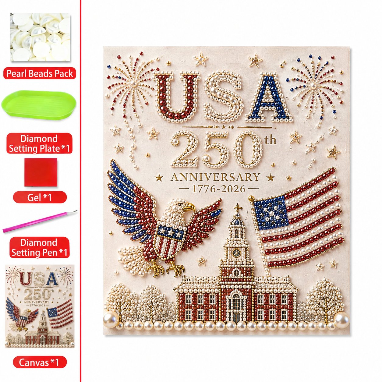 🇺🇸 USA 250th Anniversary DIY Pearl Painting Kit ✨❤️‍🔥