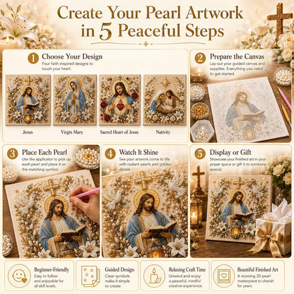 ✝️ DIY Jesus Pearl Art Kit | 3D Pearl-Style Christian Artwork for Prayer Corners & Faith Gifts