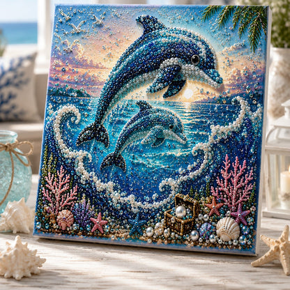 🌊Premium 3D Pearl Ocean Wall Art Kit | Luxury Ocean Theme Canvas with Scratch-Resistant Non-Fading Pearl Beads DIY Coastal Decor 🐚✨