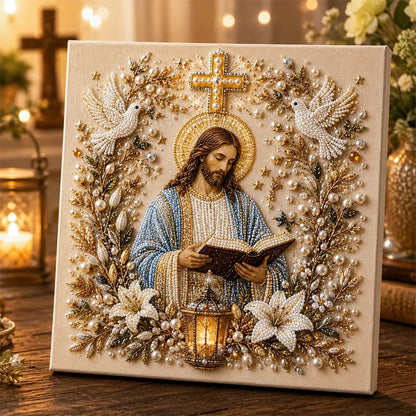 ✝️ DIY Jesus Pearl Art Kit | 3D Pearl-Style Christian Artwork for Prayer Corners & Faith Gifts