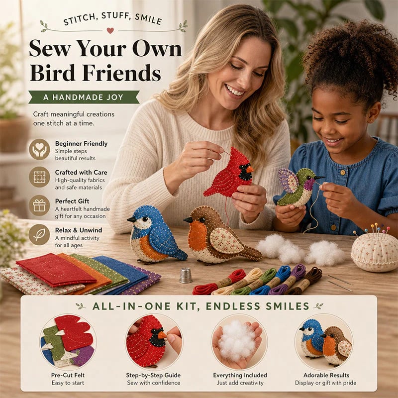 🧶Beginner-Friendly🐦DIY Fabric Animal Craft Kit – Creative Handmade Art