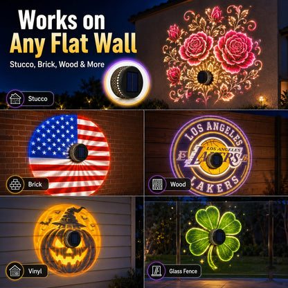✨Smart App-Controlled Solar Wall Projection Light (Custom DIY Patterns & Team Logos Edition)
