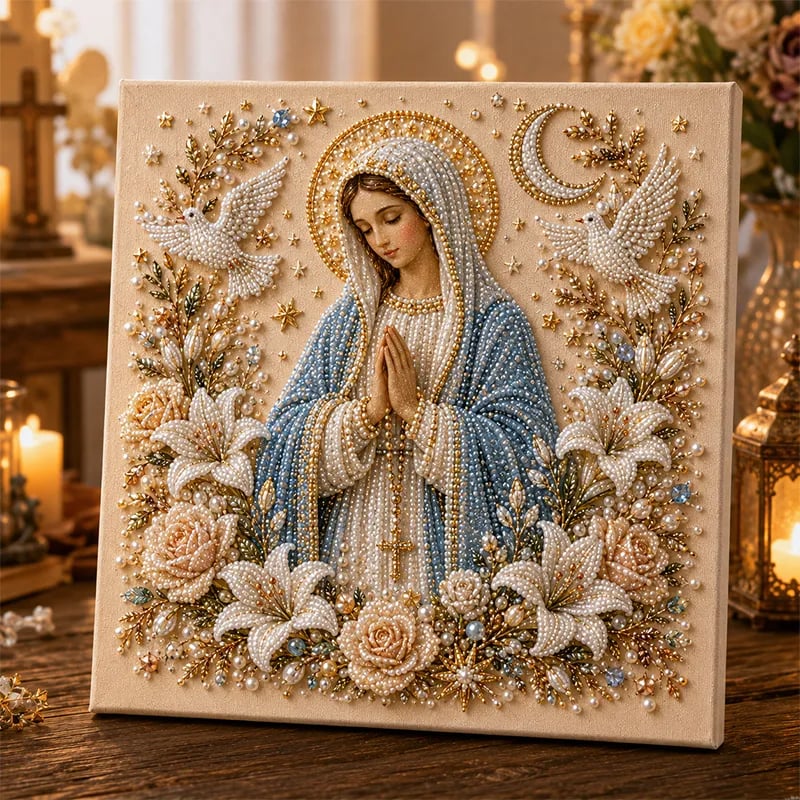✝️ DIY Jesus Pearl Art Kit | 3D Pearl-Style Christian Artwork for Prayer Corners & Faith Gifts