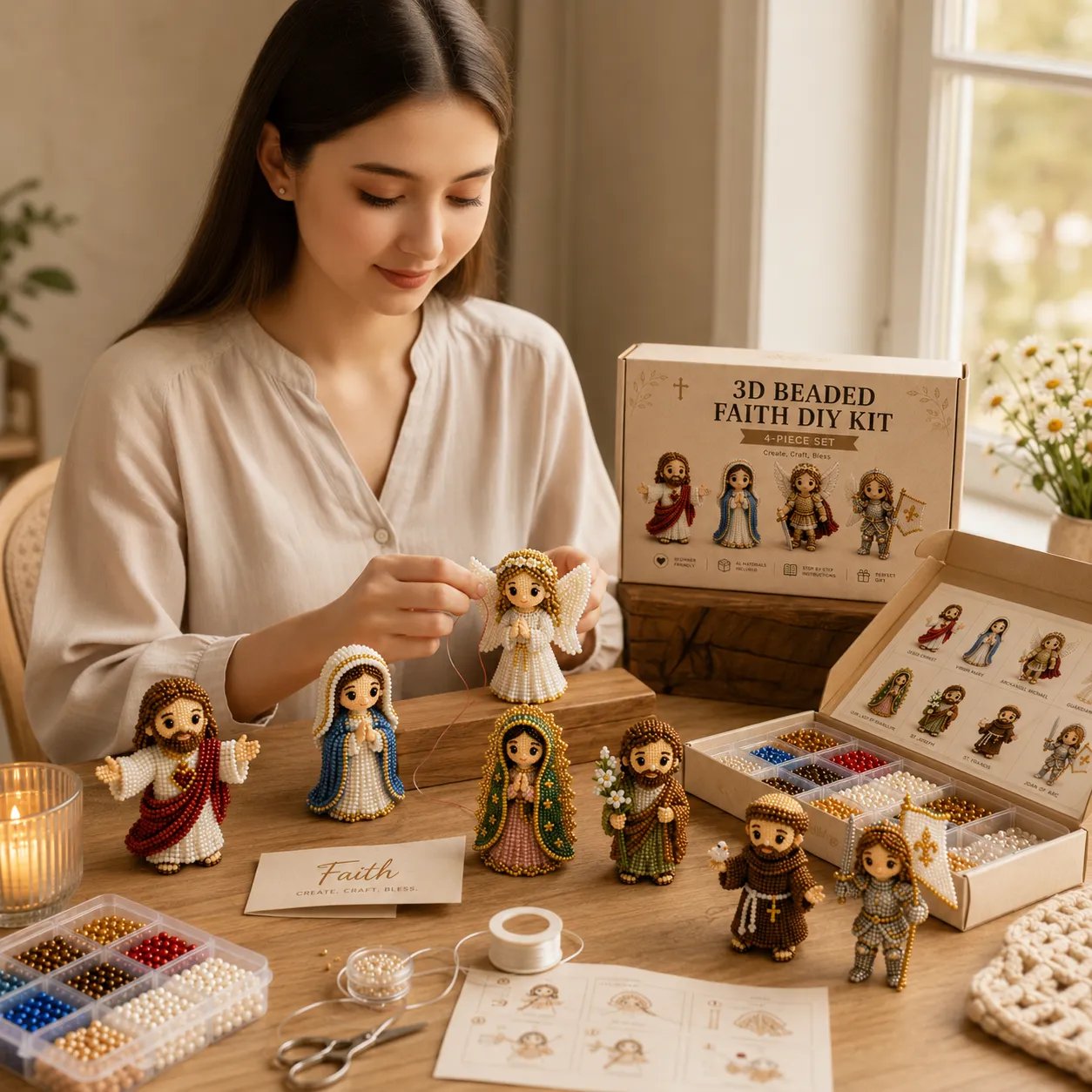 🔥 Last Day 50% OFF - Tiny 3D Beaded Faith & Angel DIY Kit✨🕊️
