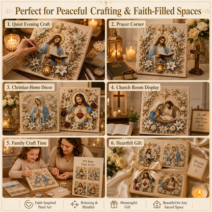 ✝️ DIY Jesus Pearl Art Kit | 3D Pearl-Style Christian Artwork for Prayer Corners & Faith Gifts