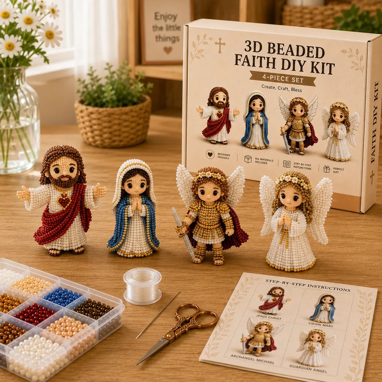 🔥 Last Day 50% OFF - Tiny 3D Beaded Faith & Angel DIY Kit✨🕊️