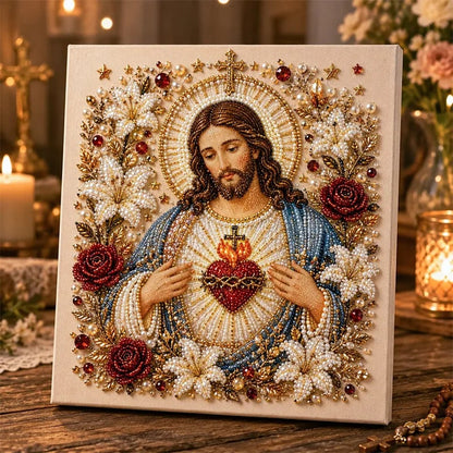 ✝️ DIY Jesus Pearl Art Kit | 3D Pearl-Style Christian Artwork for Prayer Corners & Faith Gifts