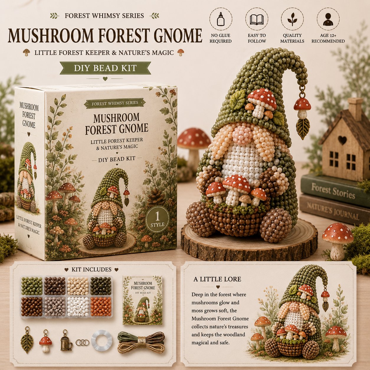 🔥Last Day BUY 3 GET 1 FREE💕Cozy Gnome DIY Bead Kit Collection– Collect All 12 Gnome