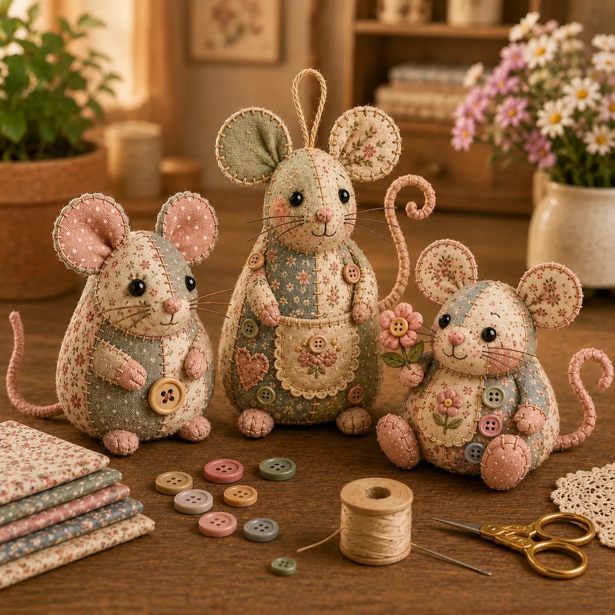 ❤️Beginner-Friendly🐭Patchwork Mouse DIY Kit🧵Sew Your Own Cute Fabric Friend