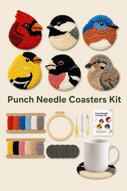 🐦🧶DIY Bird Coasters Punch Needle Kit☕