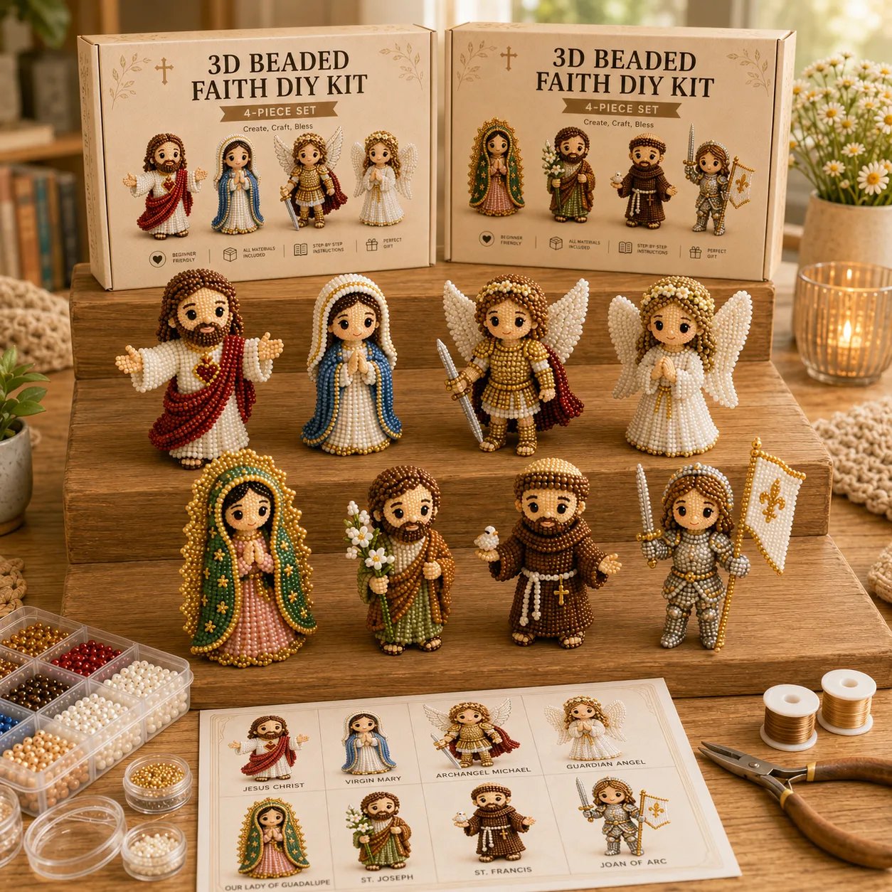 🔥 Last Day 50% OFF - Tiny 3D Beaded Faith & Angel DIY Kit✨🕊️
